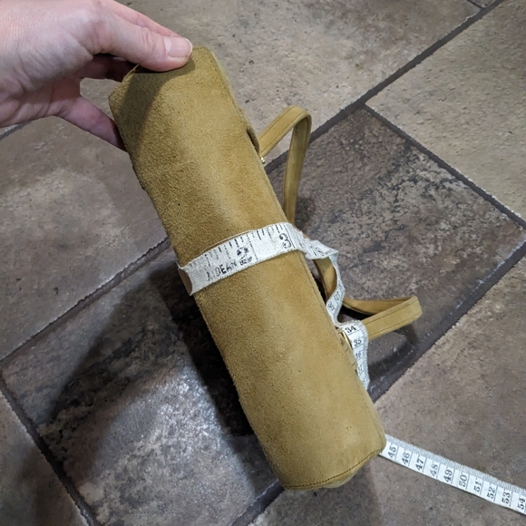 Vintage 60's Suede Structured Top Handle All Suede Satchel Bag Camel - Picture 10 of 10